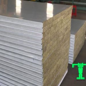 Panel Rockwool chống cháy 3 lớp tôn nền dày 0.40mm + Rockwool 50mm 120kg/m3 + tôn 0.40mm