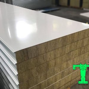 Tấm Panel Rockwool 3 lớp tôn nền dày 0.40mm + Rockwool 100mm 100kg/m3 + tôn 0.40mm