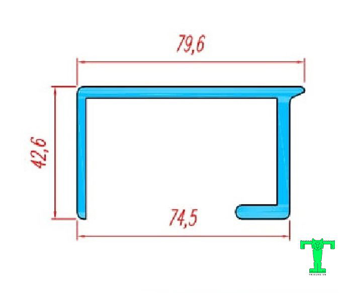 Cấu tạo của thanh nhôm C80x43x3.0mm dùng làm ray cho cửa trượt Panel Cấu tạo của thanh nhôm C80x43x3.0mm dùng làm ray cho cửa trượt Panel