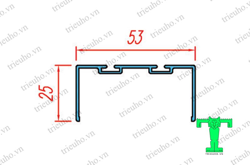 Cấu tạo của thanh nhôm U25x53x1.2mm