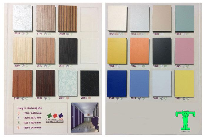 Bảng màu của tấm Compact HPL loại I đa dạng giúp bạn lựa chọn sản phẩm phù hợp