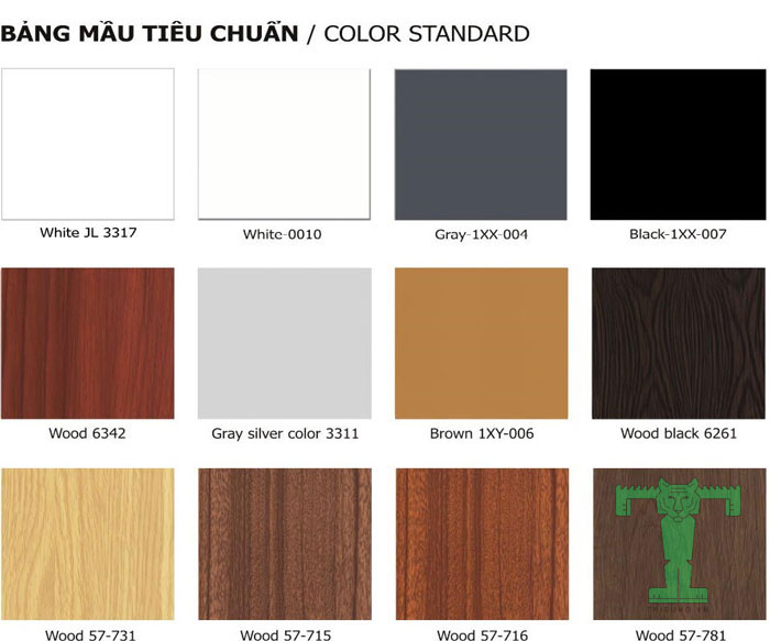 Trần nhôm UShaped 100x30x15mm dày 0.5mm có bảng màu tiêu chuẩn, đẹp và khó bay màu