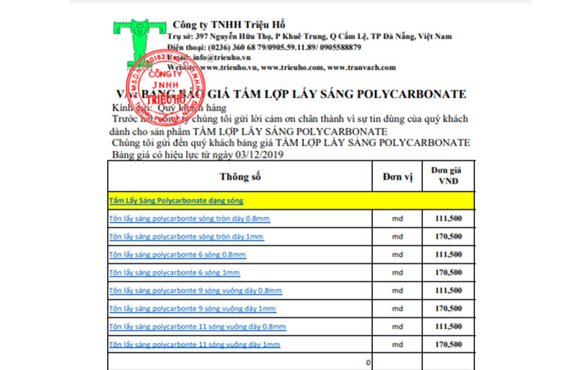 tấm lợp poly dạng sóng