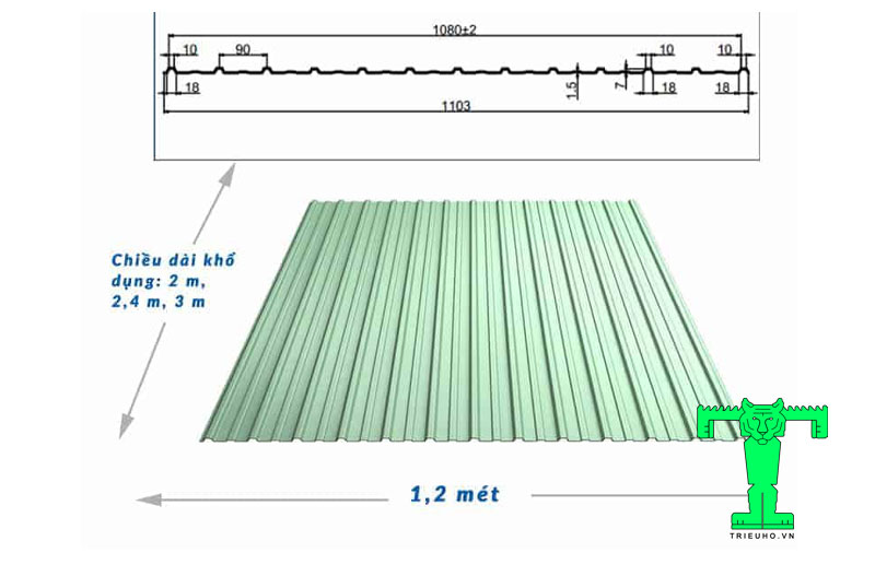 kích thước khổ tôn 11 sóng