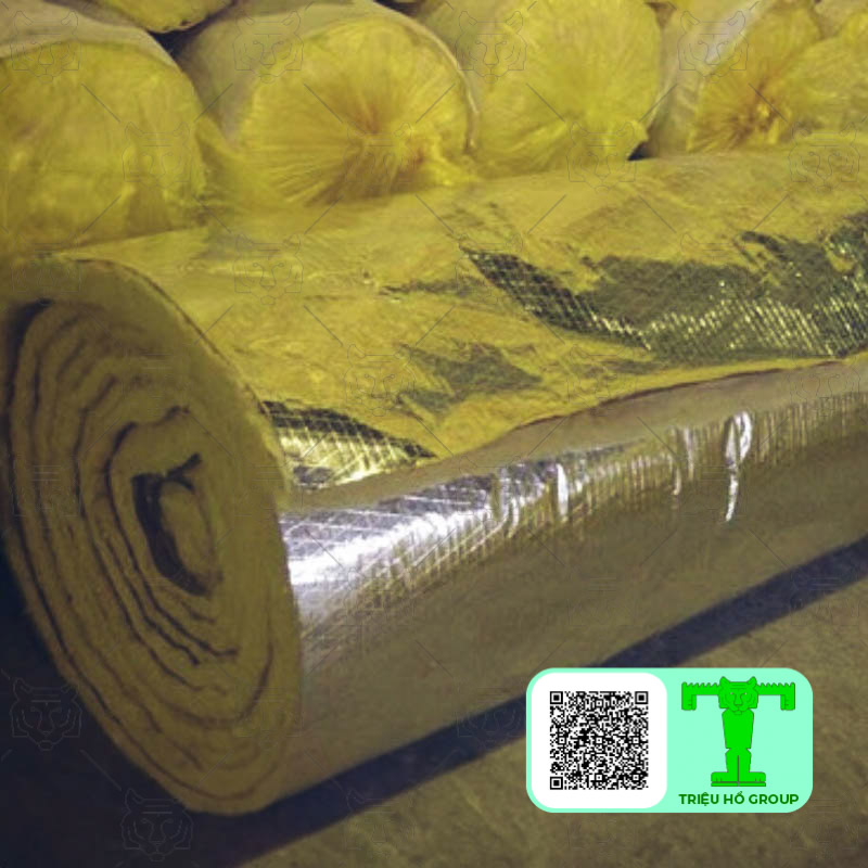 bông thủy tinh Glass wool tỷ trọng 48kg/m3 x10mx25mm có giấy bạc cách âm hiệu quả nhất hiện nay