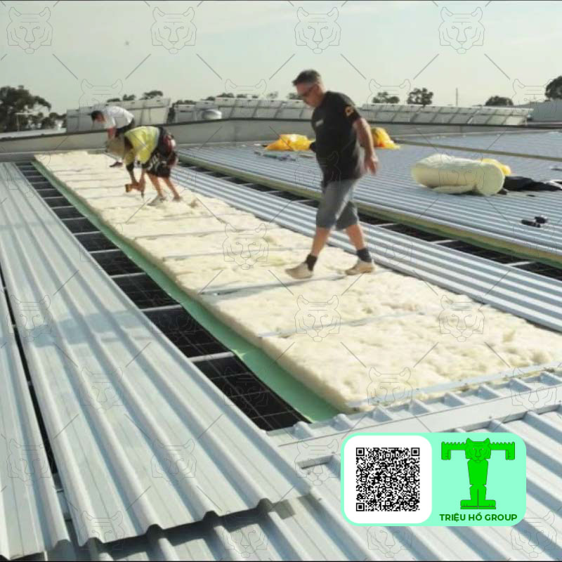 Bông thủy tinh Glasswool 32kg/m3 dày 50mm không có giấy bạc an toàn khi sử dụng nên có thể tái chế dễ dàng