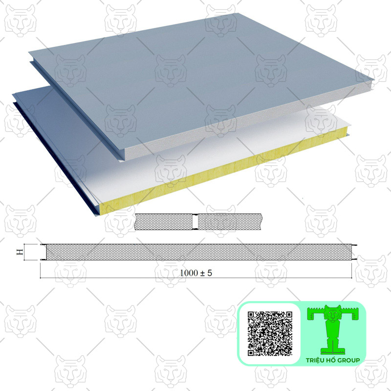 Tấm Panel EPS 3 lớp tôn nền dày 0.40mm + EPS 50mm + tôn 0.40mm là vật liệu cách nhiệt, cách âm, chông nóng hoàn hảo