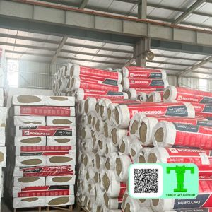 Bông khoáng Rockwool không lưới dày 50mm tỷ trọng 80kg/m3 dạng cuộn có cấu trúc dạng sợi, chứa túi khí nên chống cháy vượt trội