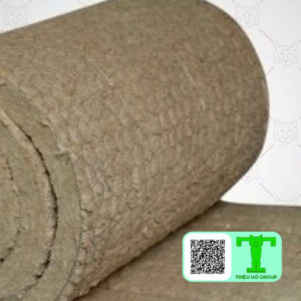 Bông khoáng Rockwool dạng cuộn không có lưới làm vật liệu cách nhiệt, bảo ôn chống nóng cho tường, vách, trần, mái