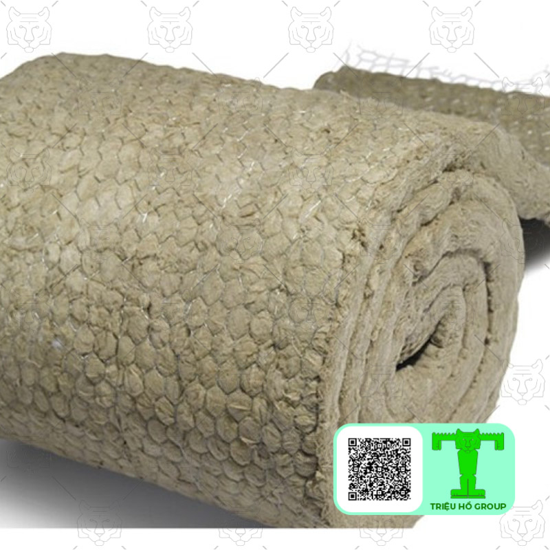 Bông khoáng Rockwool dạng cuộn không có lưới làm vật liệu cách nhiệt, bảo ôn chống nóng cho tường, vách, trần, mái