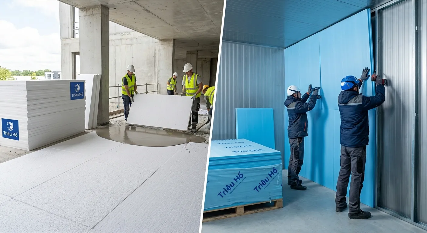 So sánh chi tiết xốp XPS và xốp EPS Triệu Hổ trong thi công tôn nền và kho lạnh